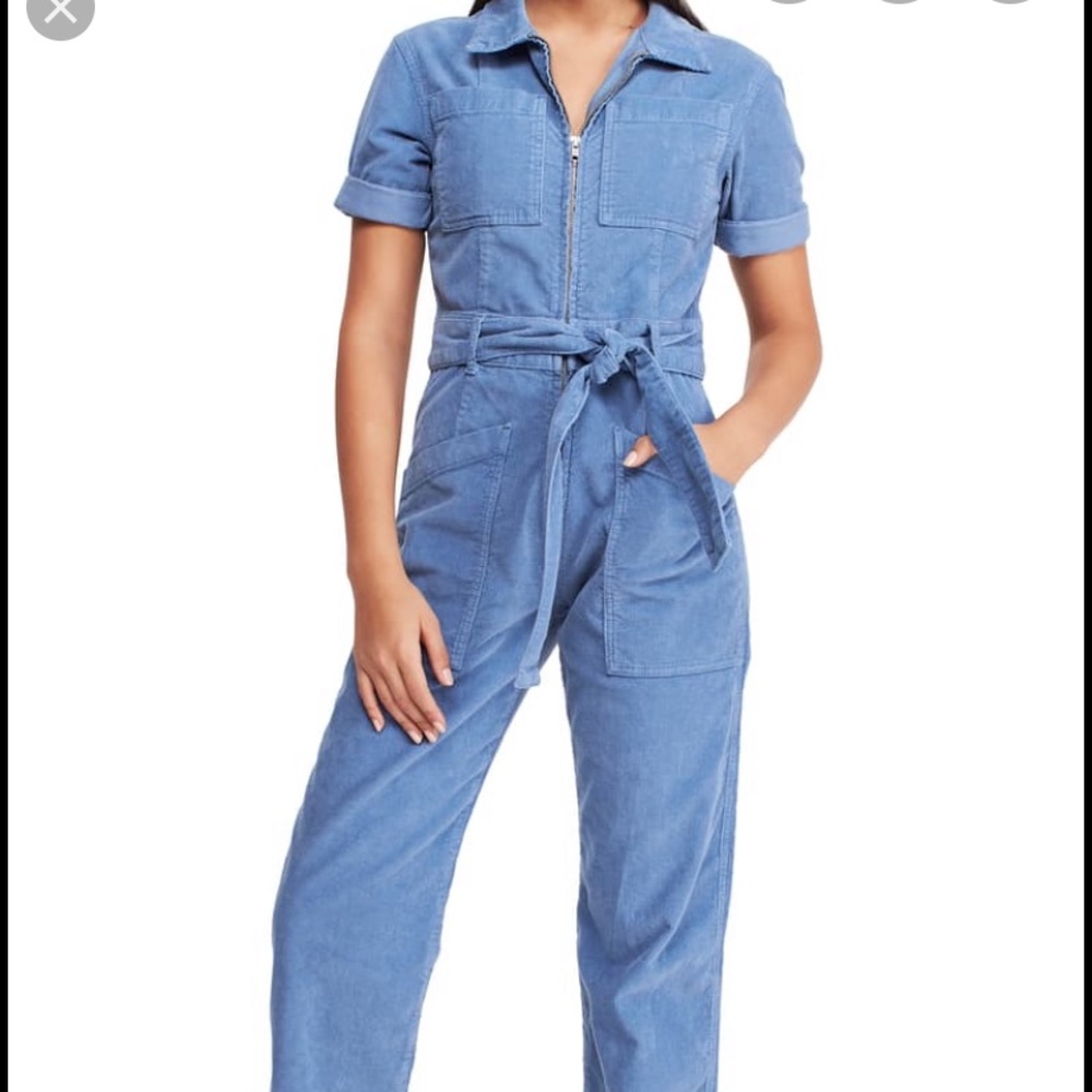 Vintage 1970’s Powder Blue Corduroy Jumpsuit - Picture 1 of 16
